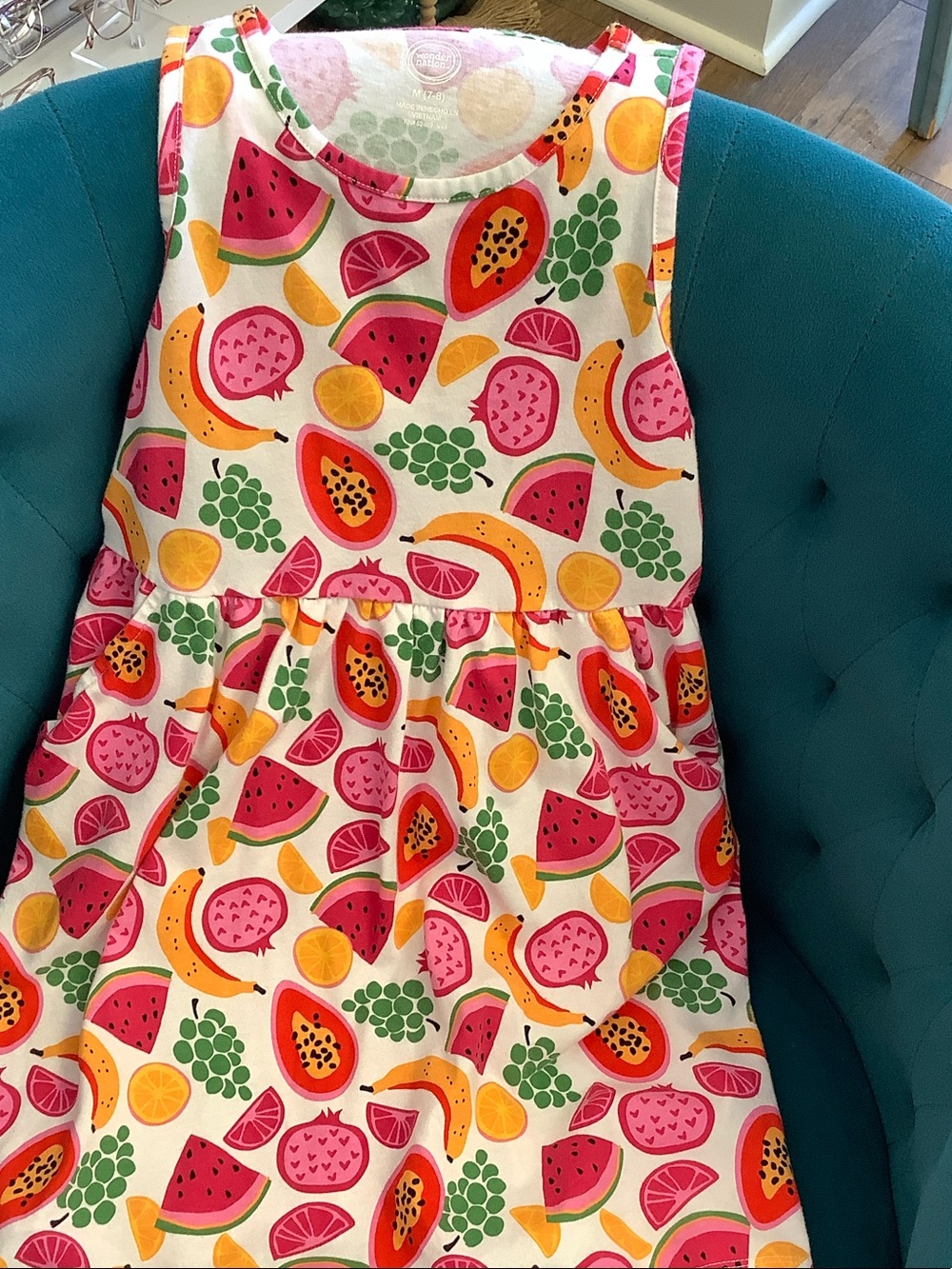 wonder nation Fruit Pattern Sleeveless Dress - Pink, Yellow & Green